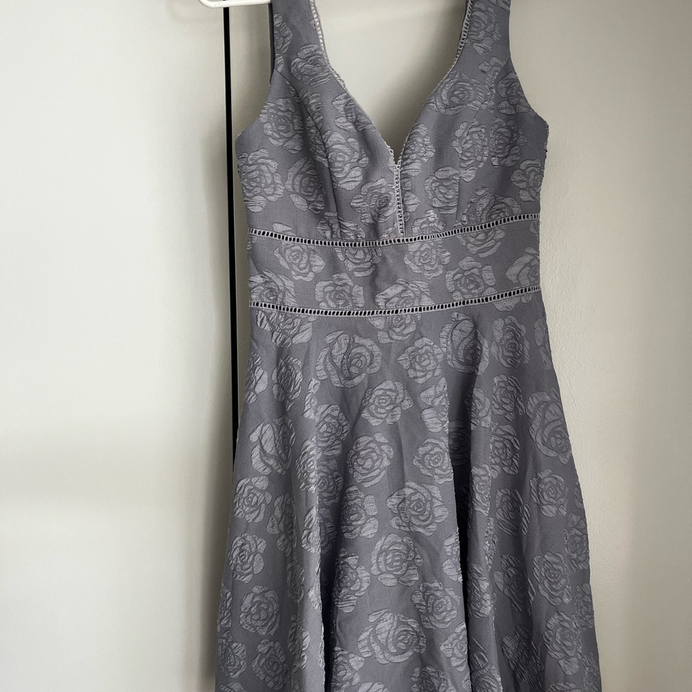 Elegant Gray/Purple Floral Dress